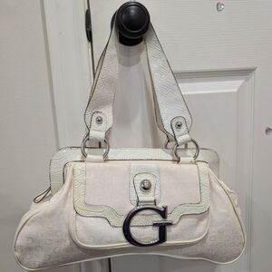 Guess White Shoulder Bag with Silver Accents